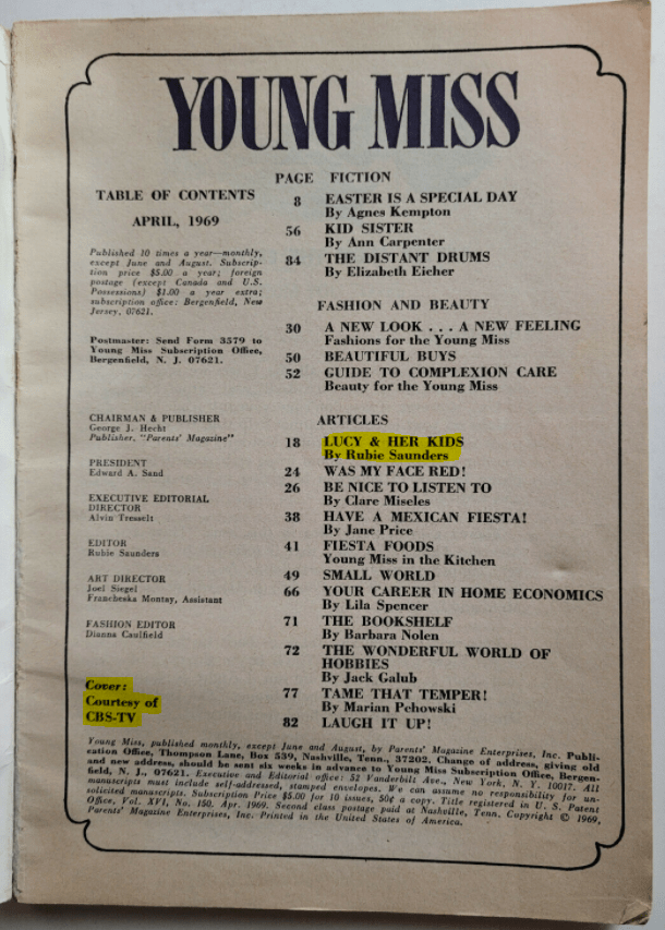 Young Miss Header April 1969